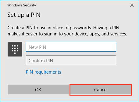 Cancel PIN